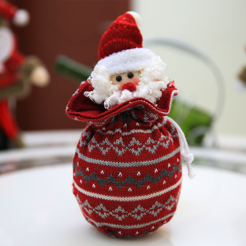 Christmas Decorative Supplies Knitted Bag Cartoon Old Man Snow Bag Candy Bag Gift Bag